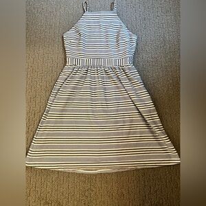 Banana Republic Navy Blue and White Strapless A-Line Sundress